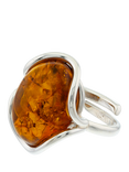 Be-Jewelled Baltic Amber Oval Ring, Silver