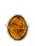 Be-Jewelled Baltic Amber Oval Ring, Silver