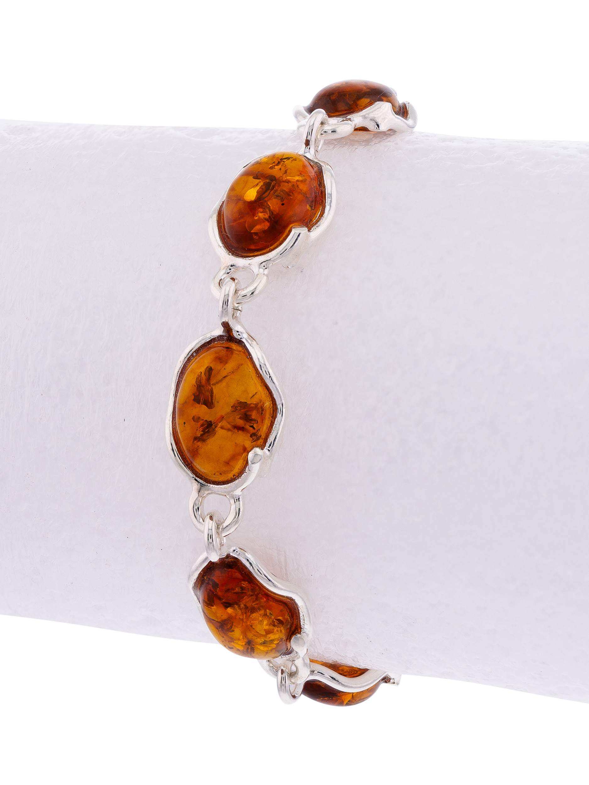 Product image 1 of 3, which shows Be-Jewelled Baltic Amber Station Bracelet, Silver