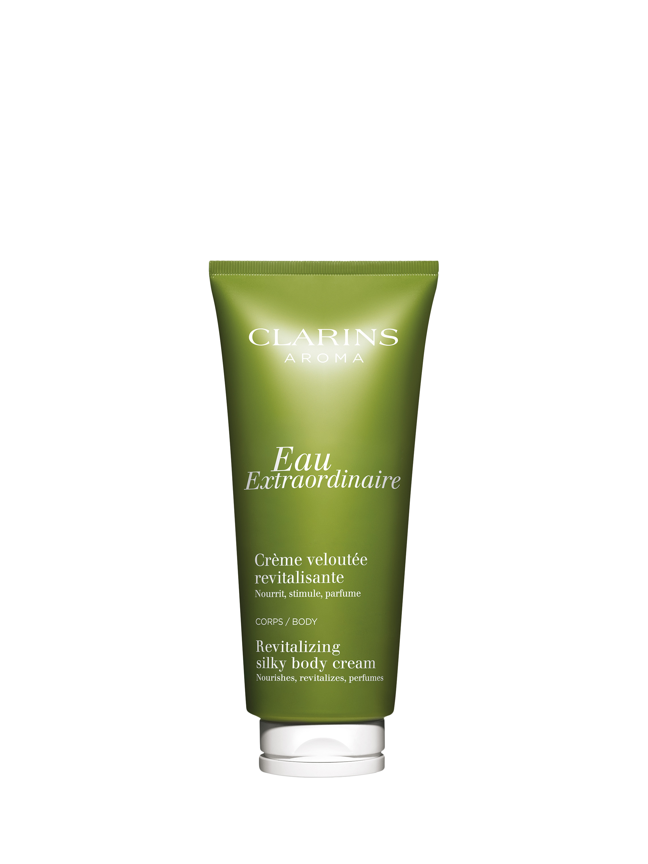 Product image 1 of 6, which shows Clarins Eau Extraordinaire Revitalising Silky Body Cream, 200ml
