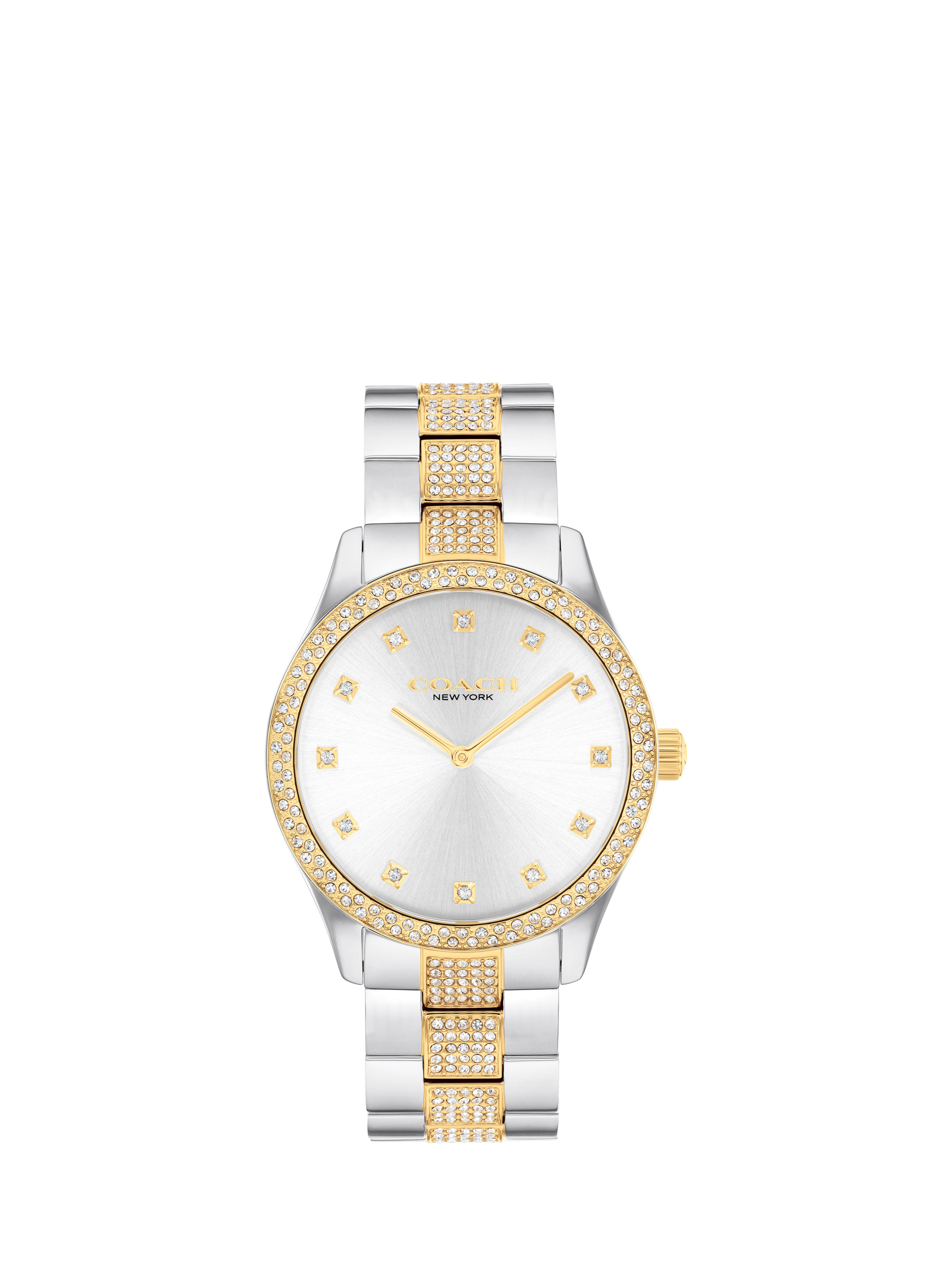 Product image 1 of 5, which shows Coach Women's Brooks Crystal Bracelet Strap Watch, Gold/Silver