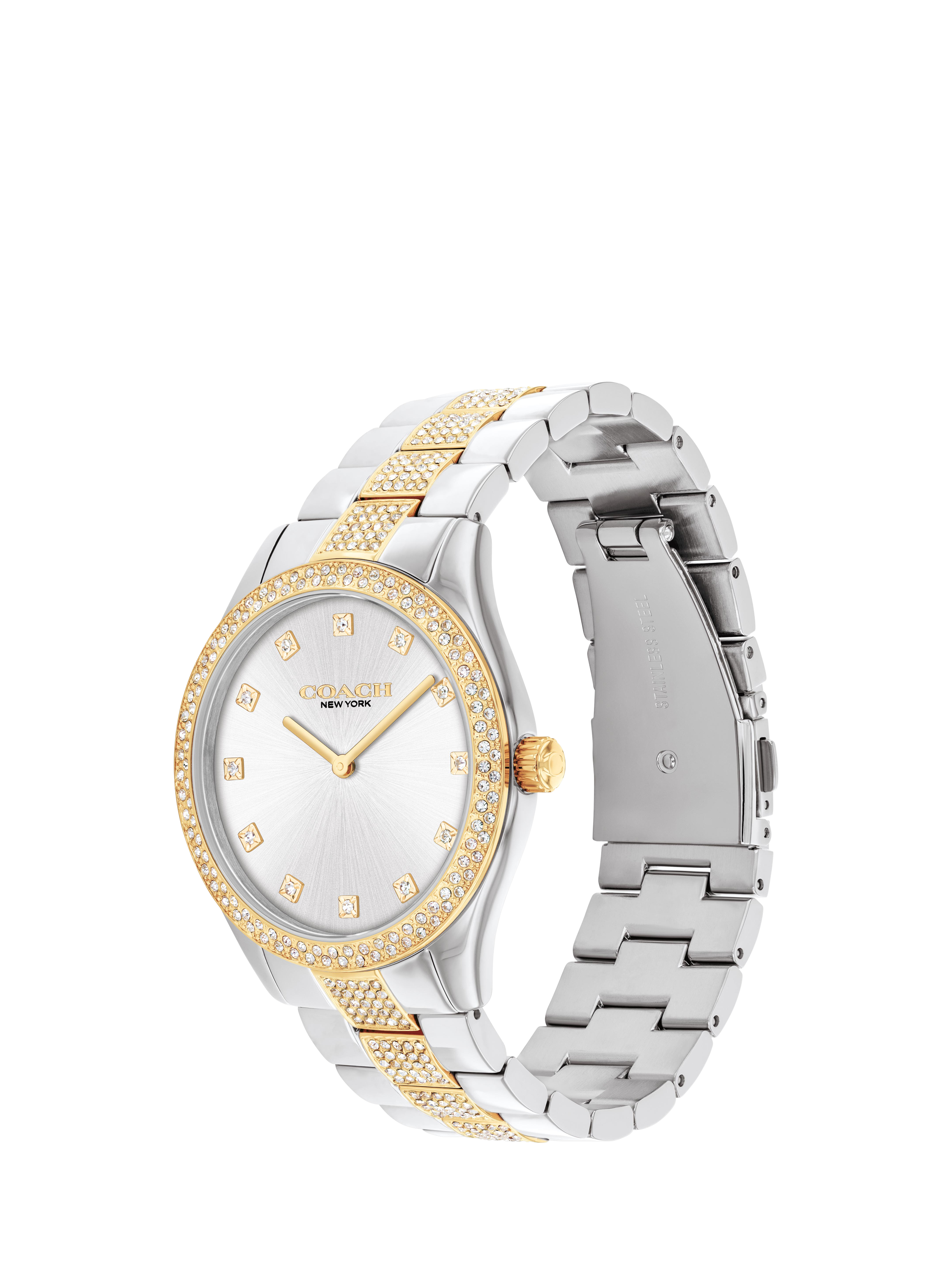 Product image 2 of 5, which shows Coach Women's Brooks Crystal Bracelet Strap Watch, Gold/Silver