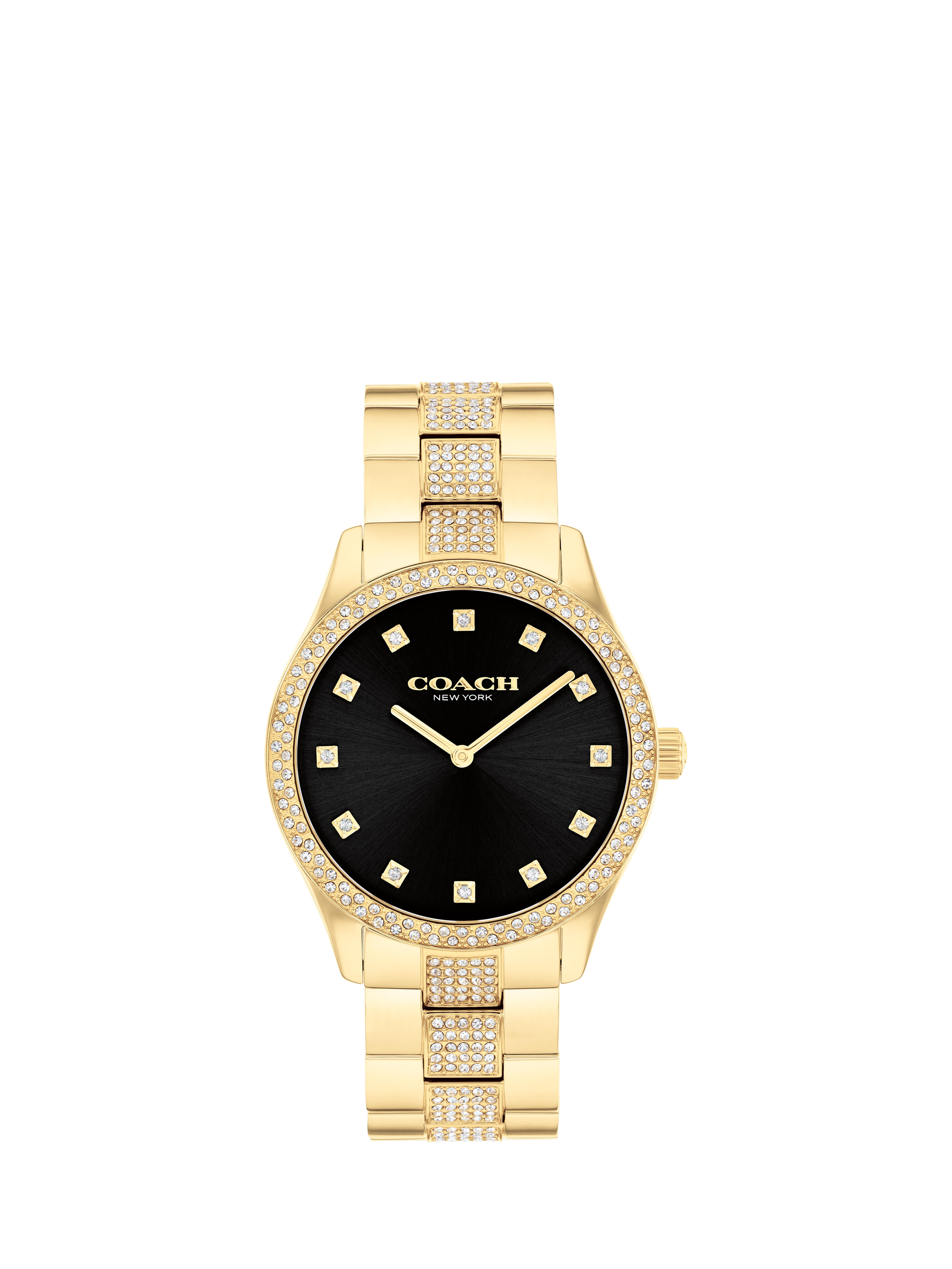 Product image 1 of 5, which shows Coach Women's Brooks Crystal Bracelet Strap Watch, Gold/Black