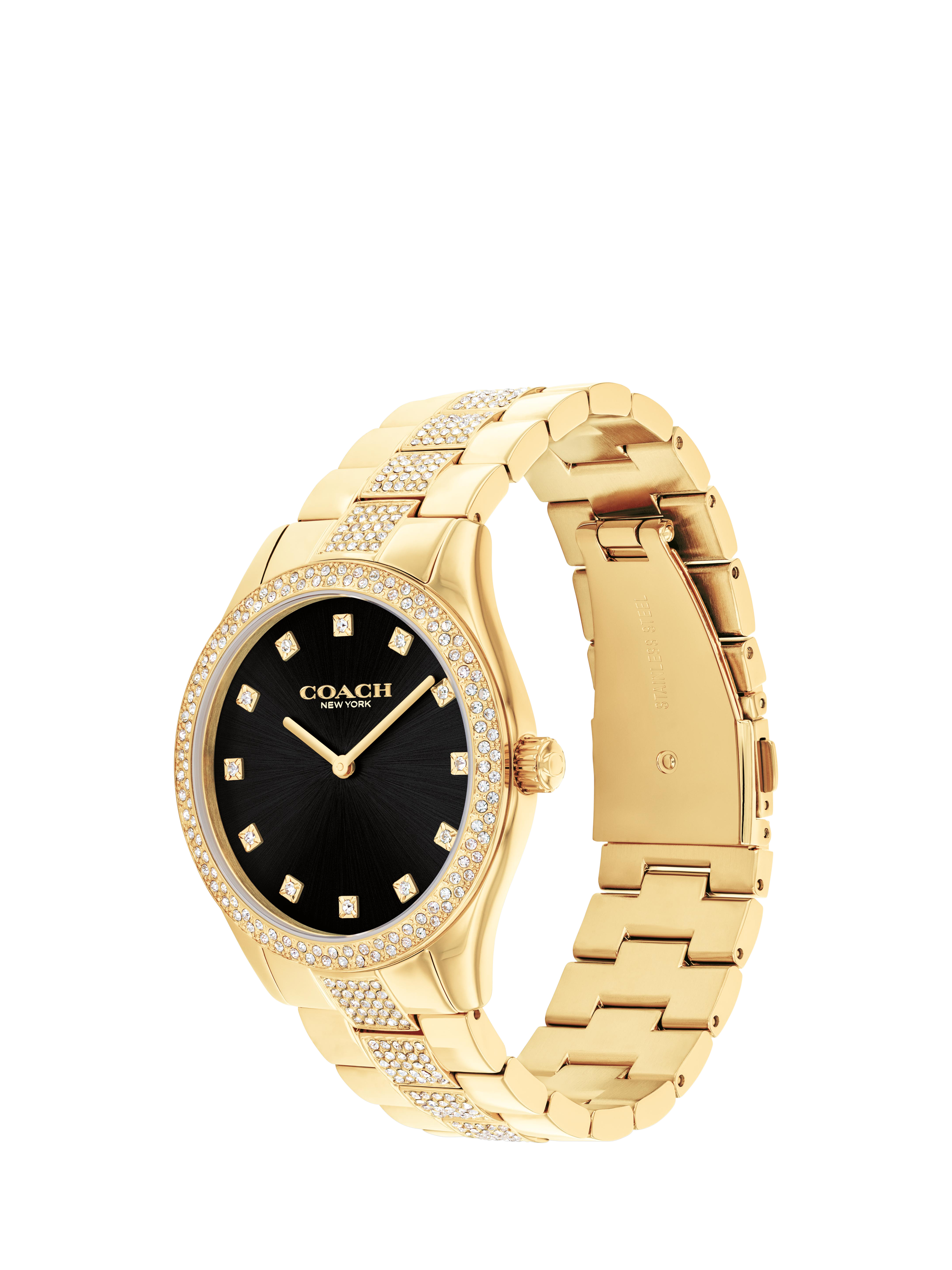 Product image 2 of 5, which shows Coach Women's Brooks Crystal Bracelet Strap Watch, Gold/Black