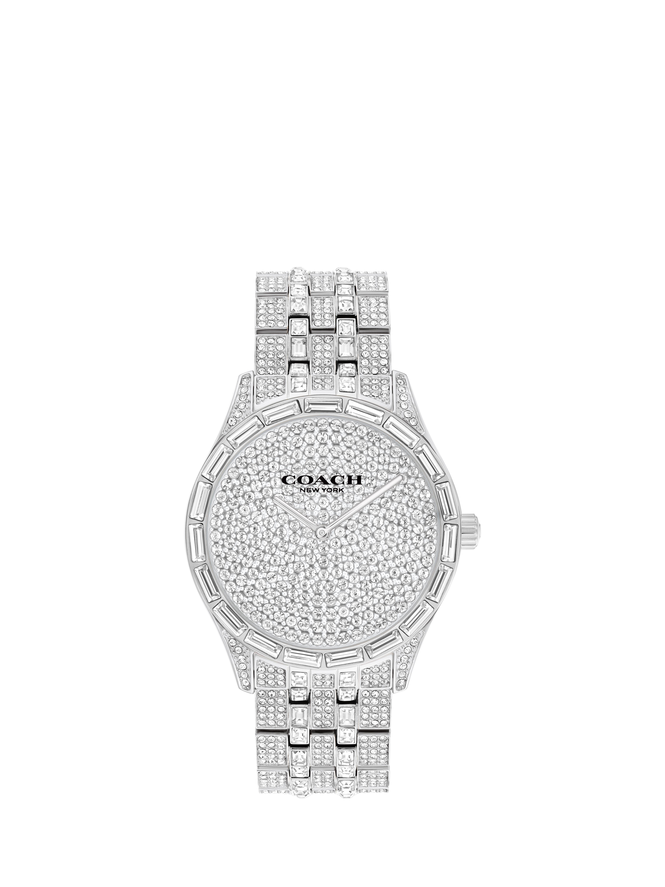 Product image 1 of 4, which shows Coach Women's Brooks Crystal Bracelet Strap Watch, Silver