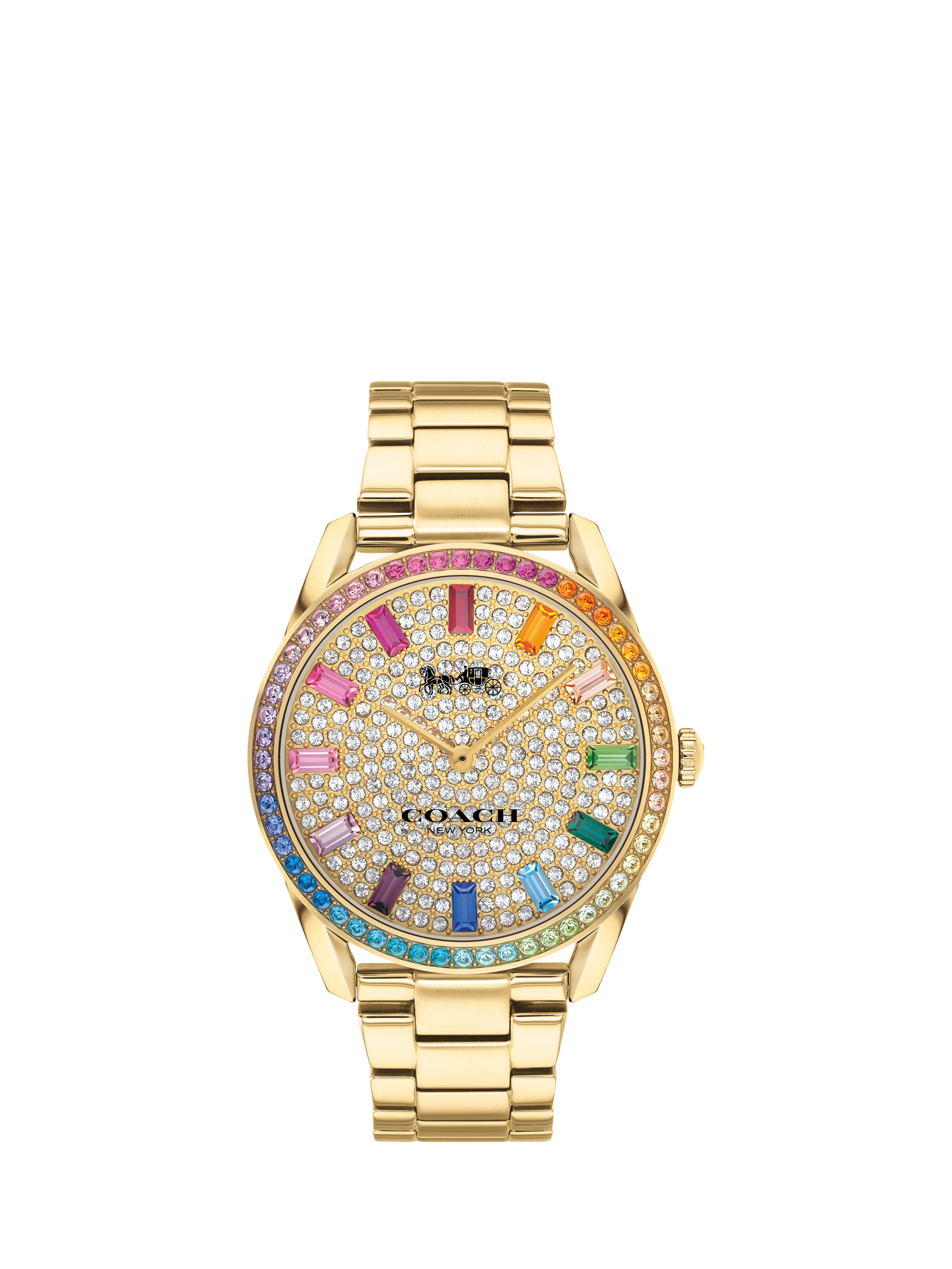 Coach Women s Preston Rainbow Crystal Bracelet Strap Watch Gold
