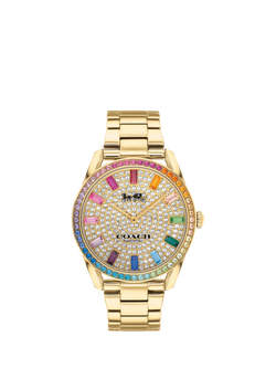 Coach Women's Preston Rainbow Crystal Bracelet Strap Watch, Gold, Gold/Multi