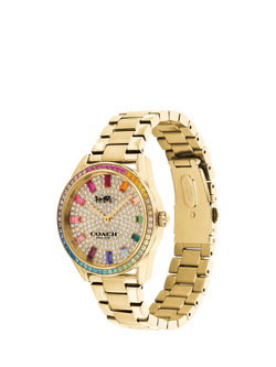 Coach Women's Preston Rainbow Crystal Bracelet Strap Watch, Gold - view 2, Gold/Multi