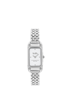 Coach Women's Cadie Rectangular Bracelet Strap Watch, Silver, Silver