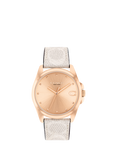 Coach Women's Greyson Monogram C Coated Leather Strap Watch, White/Rose Gold