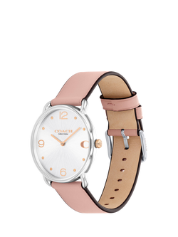 Coach Women's Elliot Leather Strap Watch, Pink/Silver - view 2, Pink/Silver