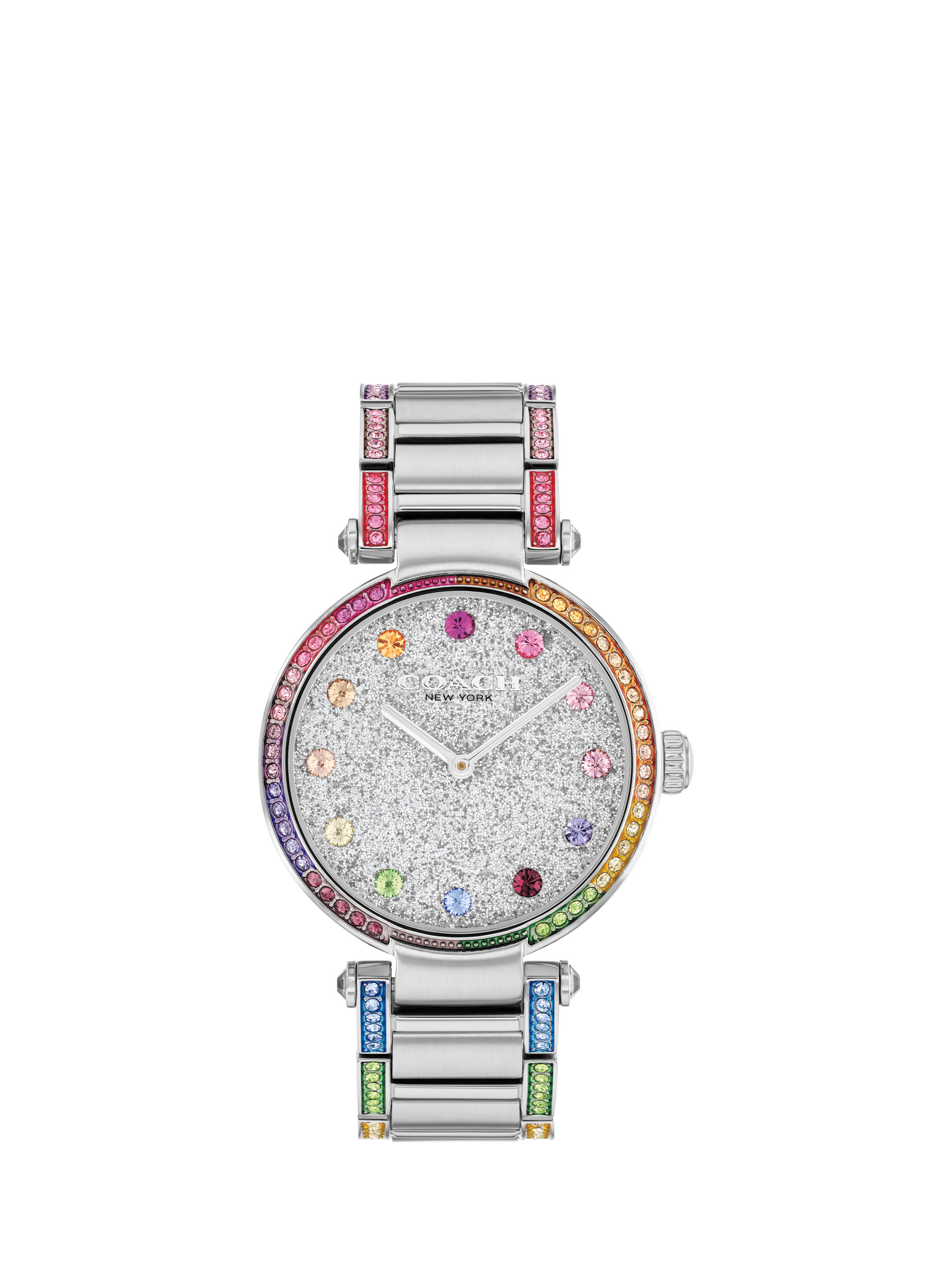 Coach Women's Cary Rainbow Crystal Bracelet Strap Watch, Silver/Multi