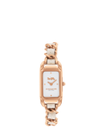 Coach Women's Cadie Rectangular Leather Chain Link Bracelet Strap Watch, Rose Gold/White