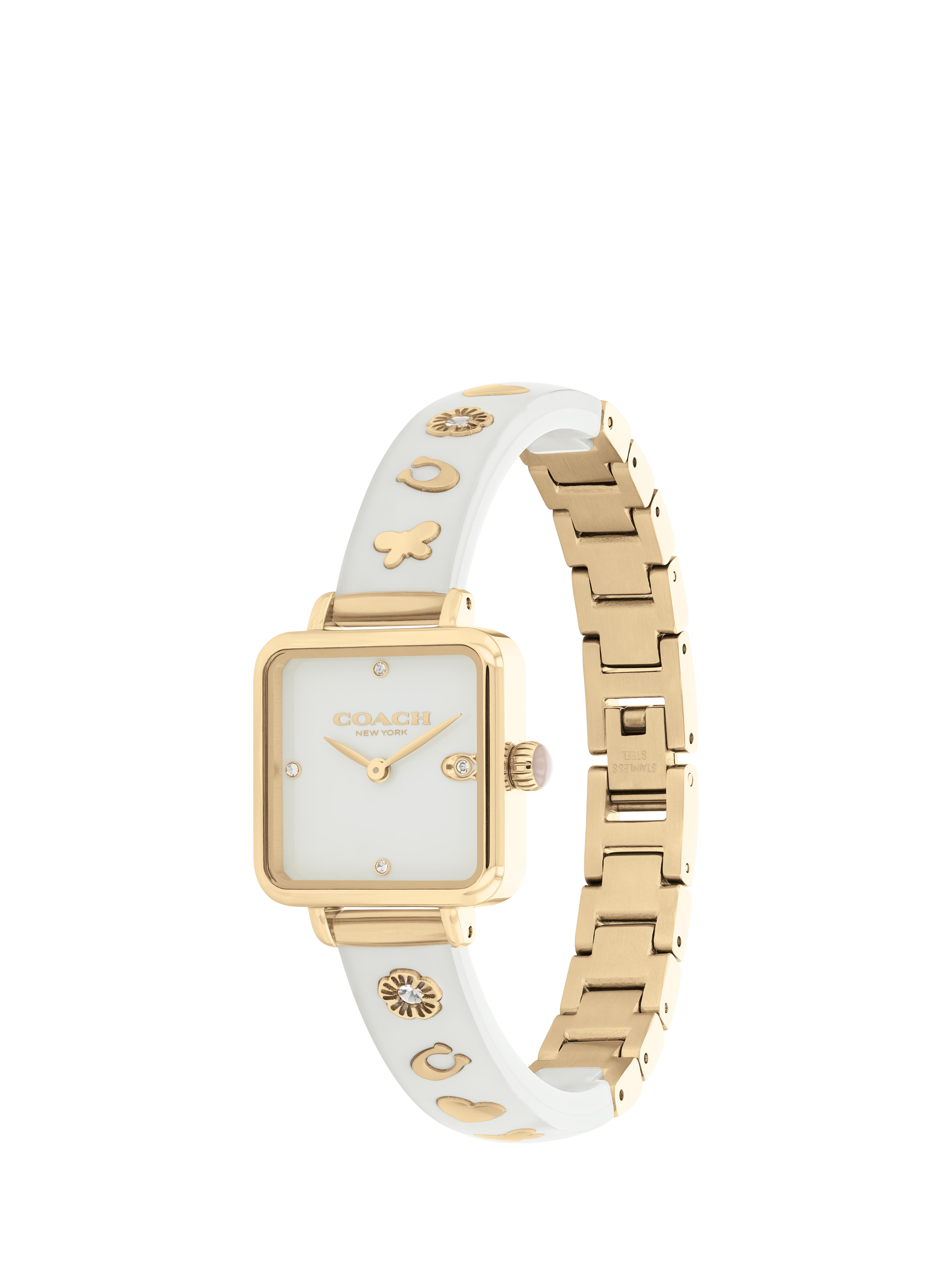 Coach Women s Cass Square Motif Resin Strap Watch White