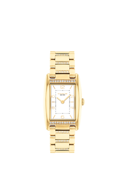 Coach Women's Reese Rectangular Crystal Bracelet Strap Watch, Gold