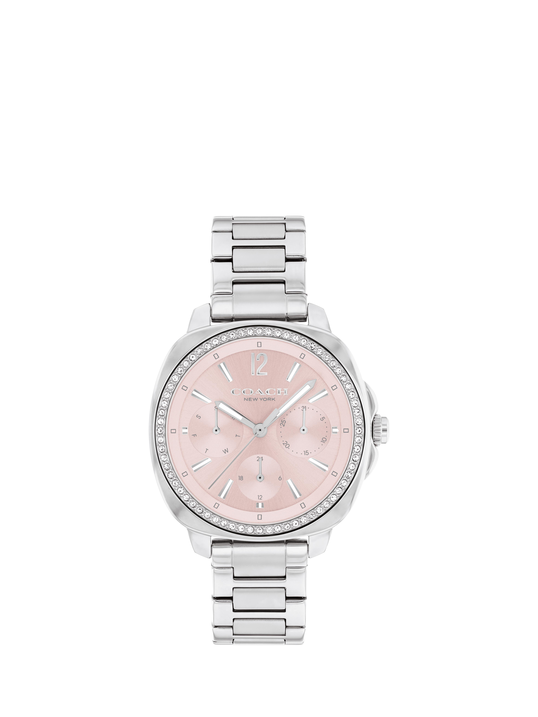 Coach Women s Kitt Crystal Bracelet Strap Watch Silver Pink