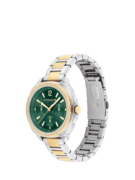 Coach Women's Kitt Crystal Bezel Bracelet Strap Watch, Gold/Silver - view 2, Gold/Silver