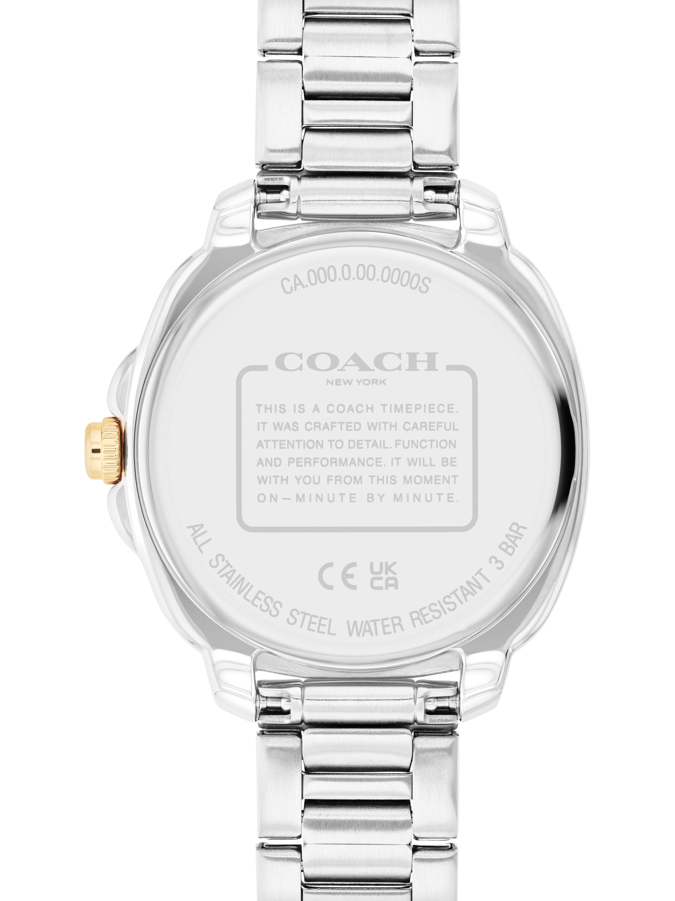 Product image 3 of 4, which shows Coach Women's Kitt Crystal Bezel Bracelet Strap Watch, Gold/Silver