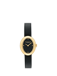 Coach Women's Sammy Oval Leather Strap Watch, Gold/Black