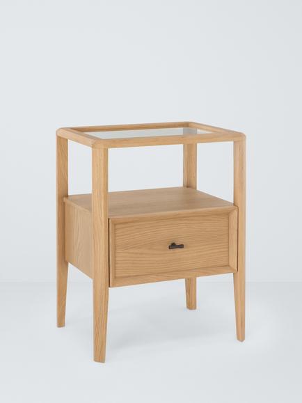 John Lewis Bevel 1 Drawer Bedside Table, Natural, Natural