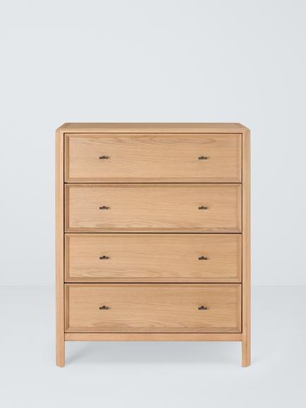John Lewis Bevel 4 Drawer Chest, Natural - view 2, Natural