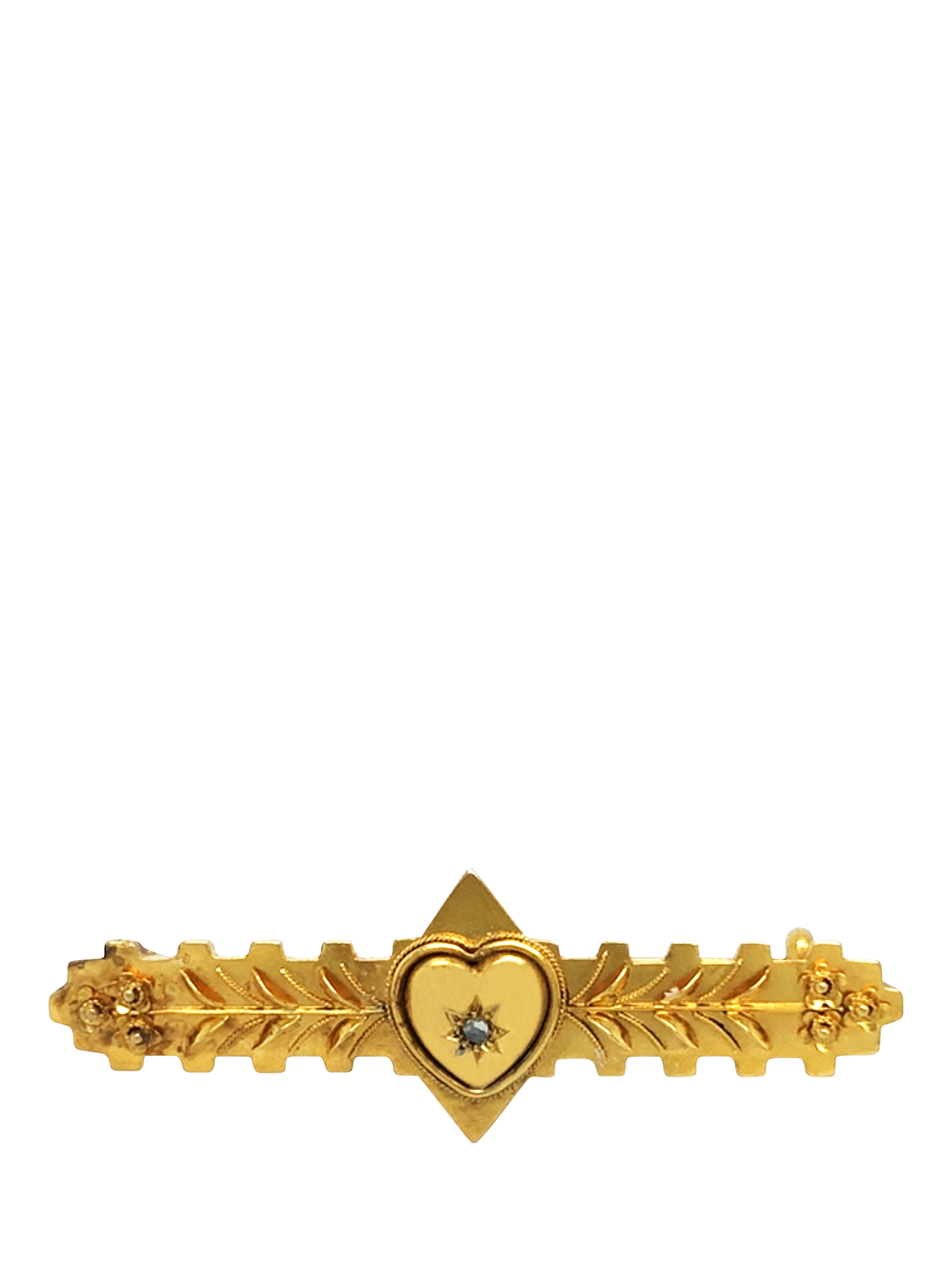 Vintage Fine Jewellery Pre-Loved 15ct Yellow Gold Diamond Victorian Bar Brooch, Dated Circa 1890