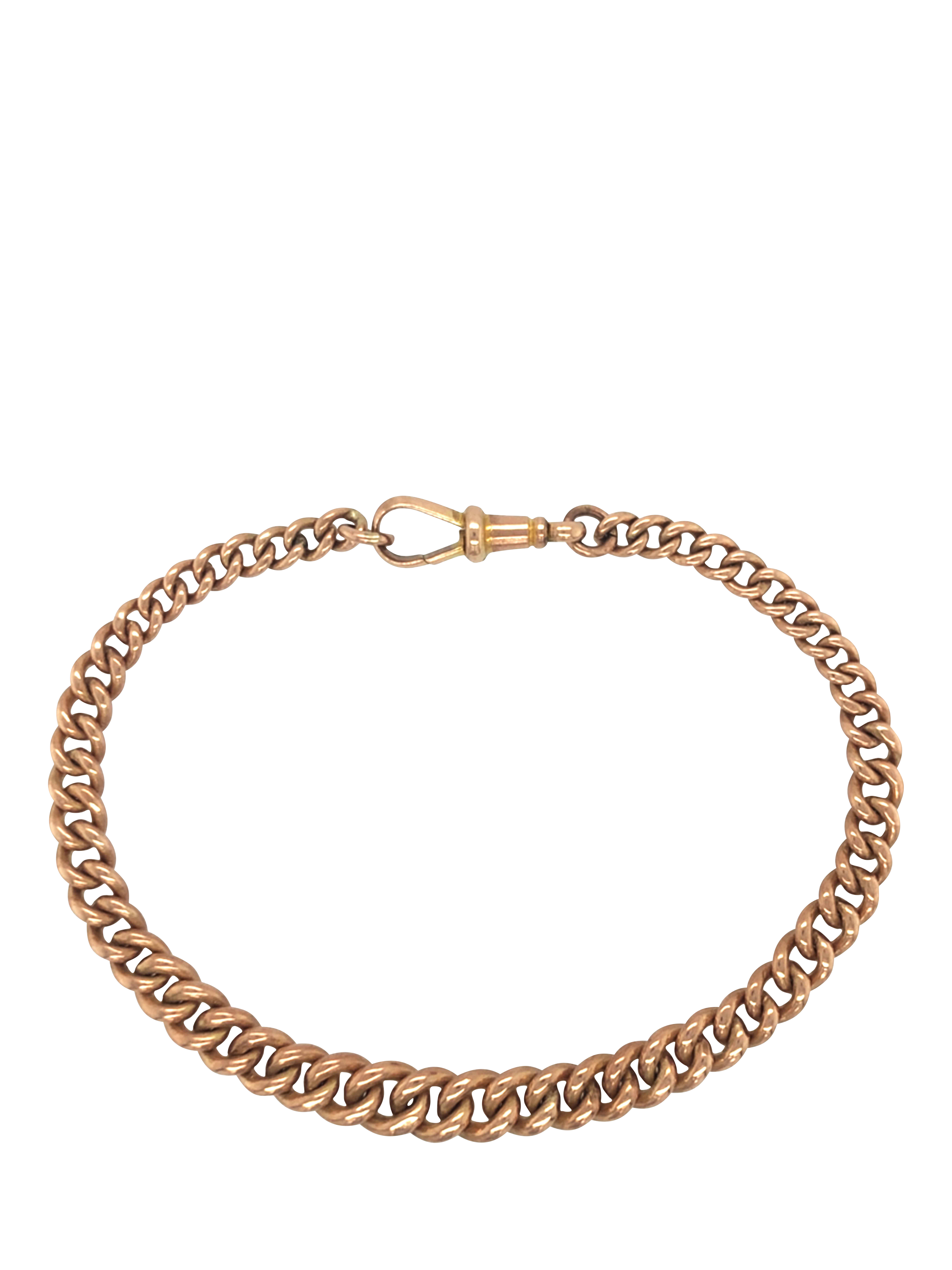 Vintage Fine Jewellery Pre-Loved 9ct Rose Gold Curb Link Chain Bracelet, Dated Birmingham 1934