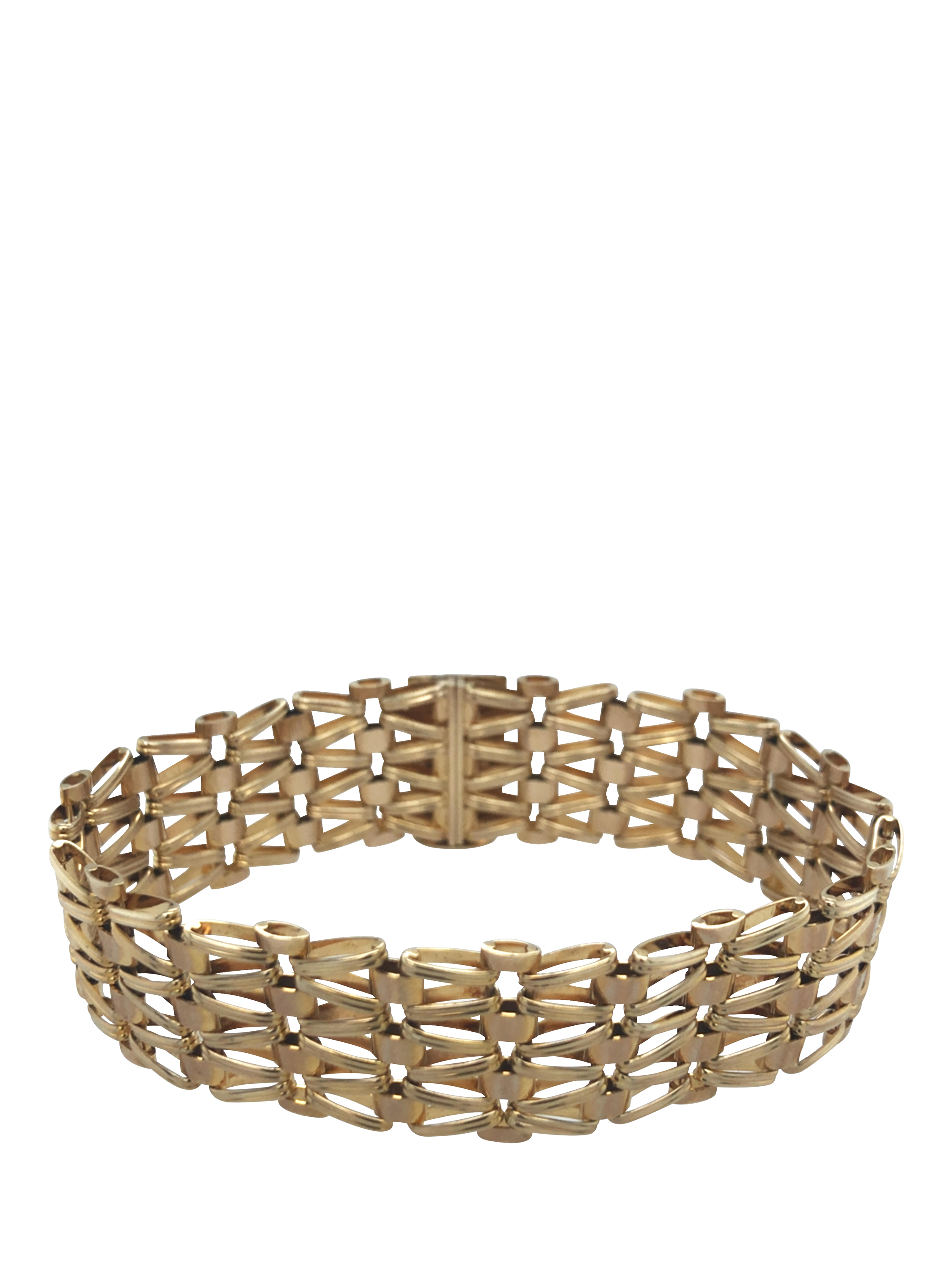 Vintage Fine Jewellery Pre-Loved 9ct Yellow Gold Flat Link Bracelet, Dated London 1989