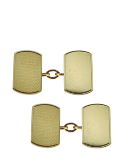 Vintage Fine Jewellery Pre-Loved 9ct Yellow Gold Rectangle Cufflinks, Dated Birmingham 1979 - view 2, Yellow Gold