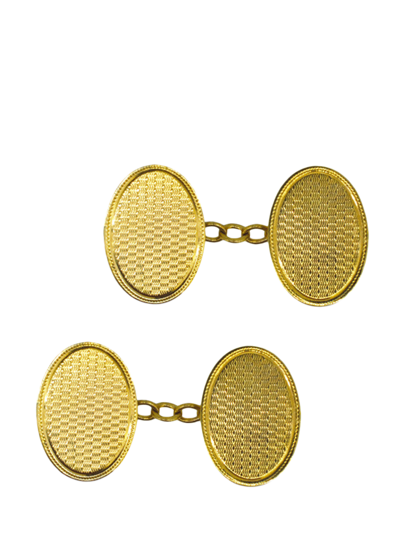 Product image 1 of 4, which shows Vintage Fine Jewellery Pre-Loved 9ct Yellow Gold Oval Cufflinks, Dated Birmingham 1929