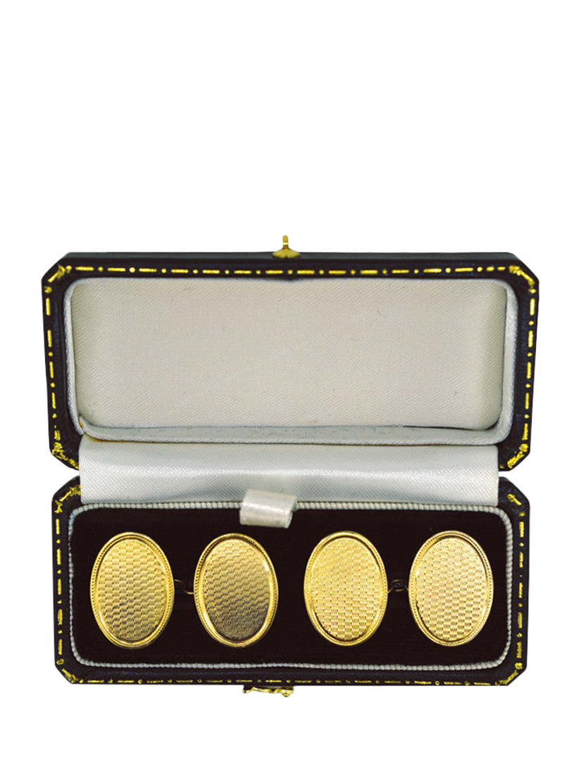 Product image 3 of 4, which shows Vintage Fine Jewellery Pre-Loved 9ct Yellow Gold Oval Cufflinks, Dated Birmingham 1929