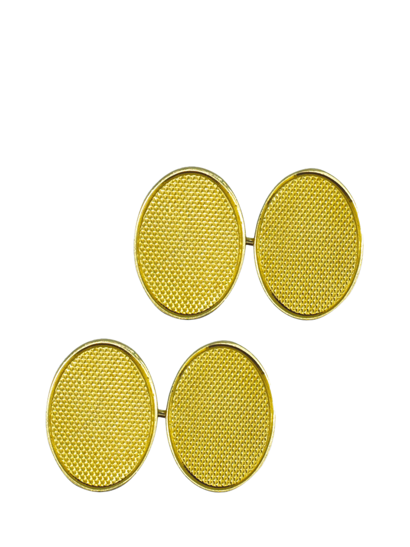 Product image 1 of 3, which shows Vintage Fine Jewellery Pre-Loved 18ct Yellow Gold Oval Cufflinks, Dated London 1936