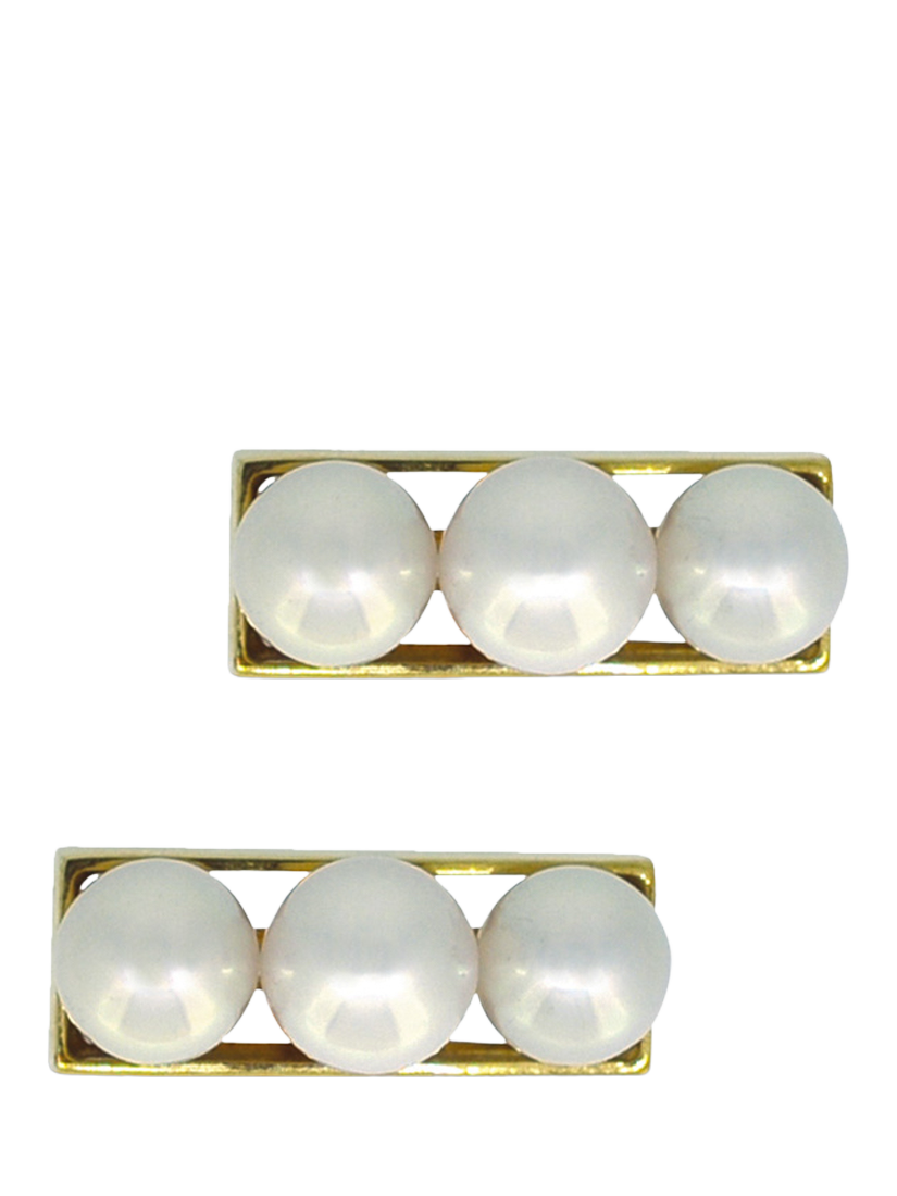 Vintage Fine Jewellery Pre-Loved 18ct Yellow Gold Pearl Cufflinks, Dated Circa 1960s
