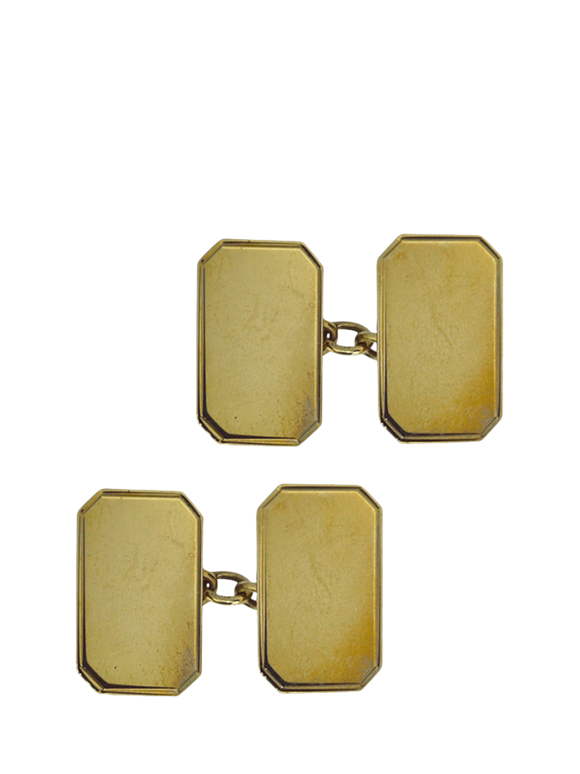 Vintage Fine Jewellery Pre-Loved 9ct Yellow Gold Rectangle Cufflinks, Dated Birmingham 1938