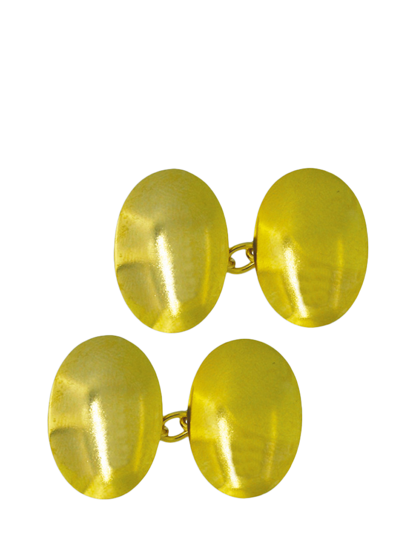 Product image 2 of 5, which shows Vintage Fine Jewellery Pre-Loved 18ct Yellow Gold Oval Domed Cufflinks, Dated Chester 1918