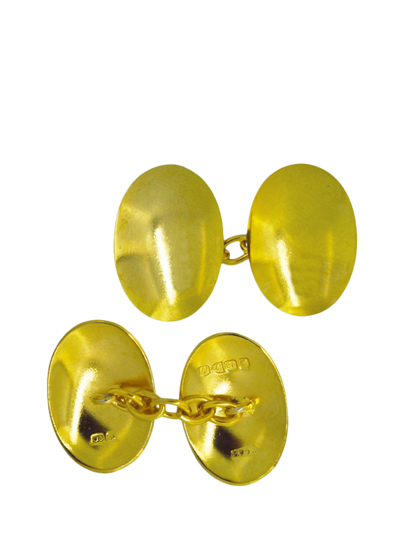 Product image 3 of 5, which shows Vintage Fine Jewellery Pre-Loved 18ct Yellow Gold Oval Domed Cufflinks, Dated Chester 1918