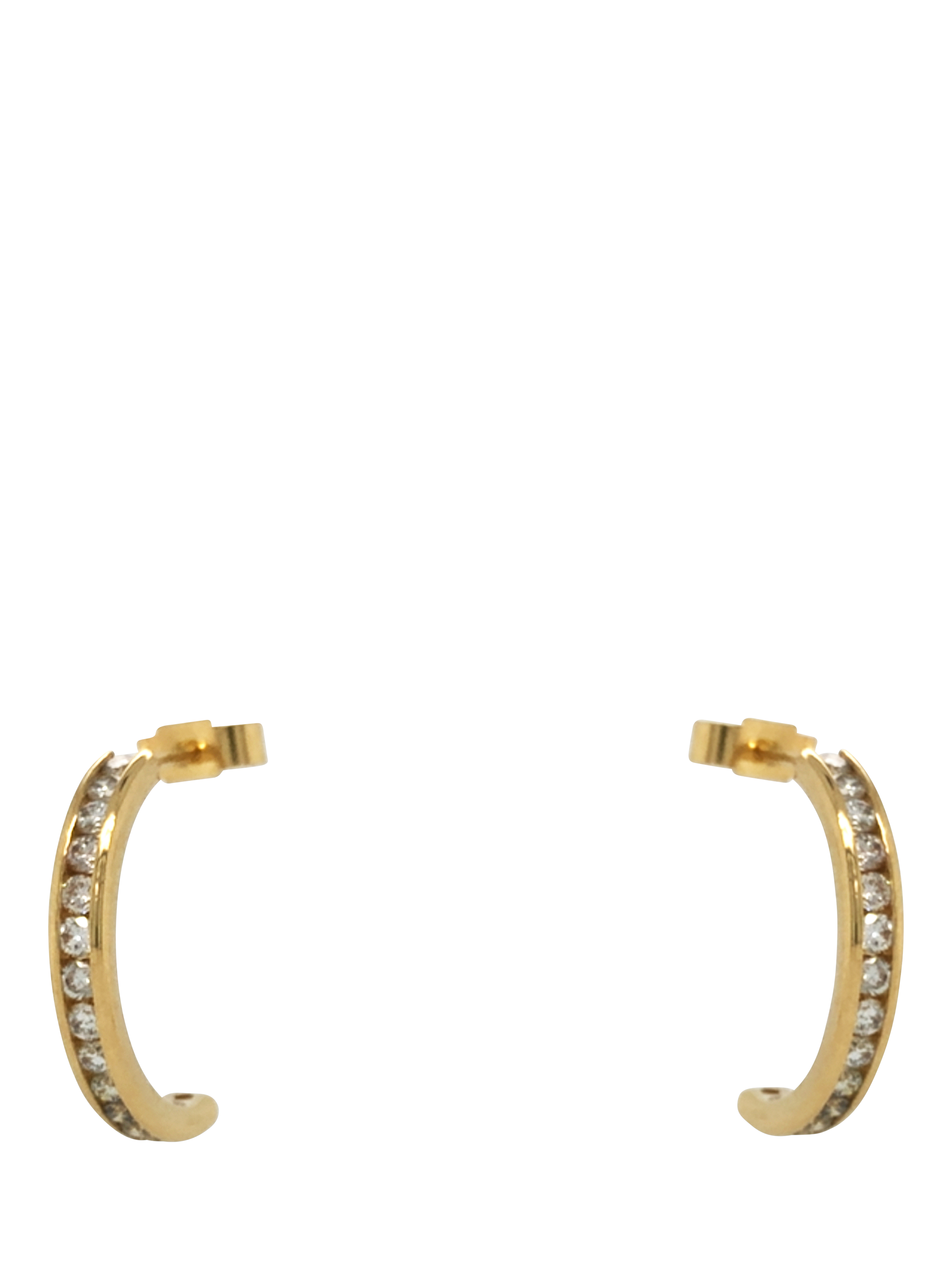 Product image 1 of 5, which shows Vintage Fine Jewellery Pre-Loved 18ct Yellow Gold Diamond Demi-Hoop Earrings