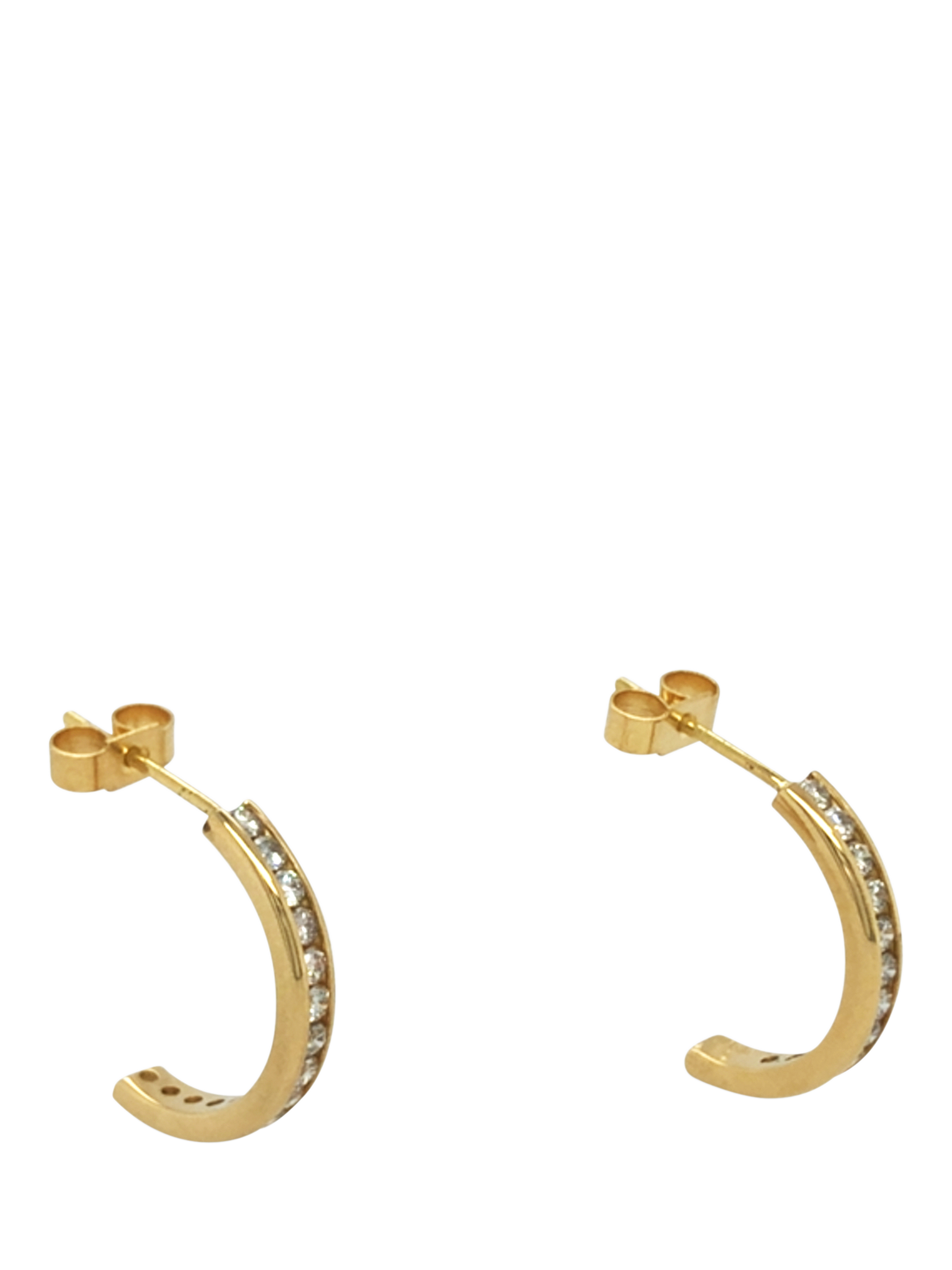 Product image 2 of 5, which shows Vintage Fine Jewellery Pre-Loved 18ct Yellow Gold Diamond Demi-Hoop Earrings