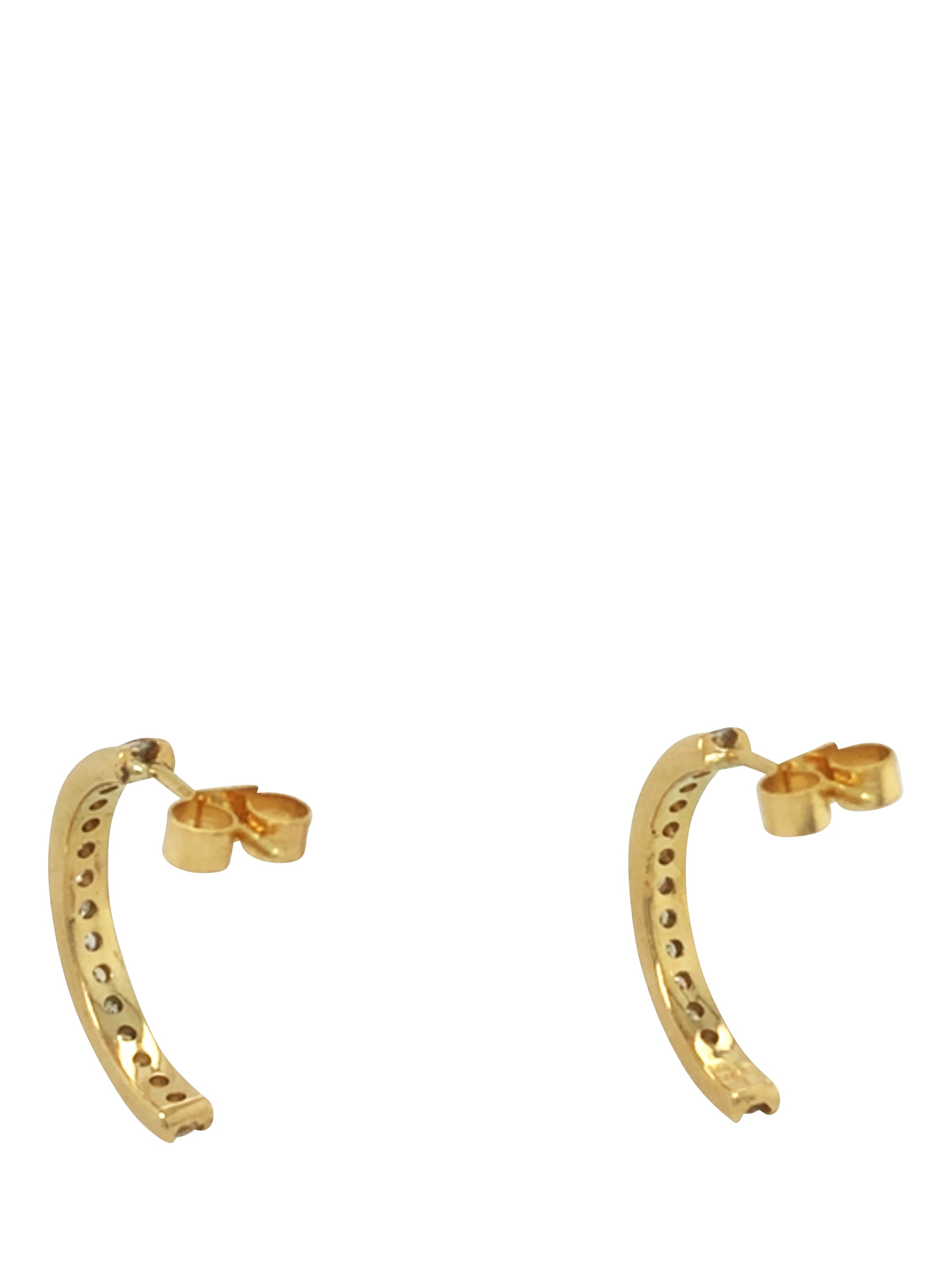 Product image 3 of 5, which shows Vintage Fine Jewellery Pre-Loved 18ct Yellow Gold Diamond Demi-Hoop Earrings
