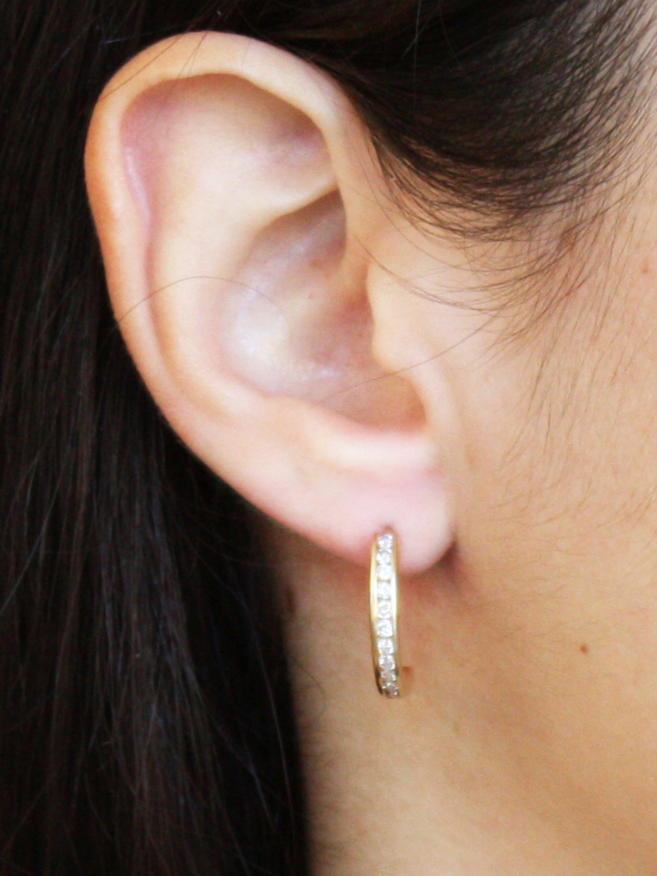 Product image 4 of 5, which shows Vintage Fine Jewellery Pre-Loved 18ct Yellow Gold Diamond Demi-Hoop Earrings