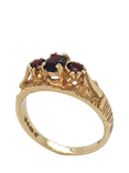 Vintage Fine Jewellery Pre-Loved 9ct Yellow Gold Garnet Barked Band Ring, Dated London 1978