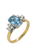 Vintage Fine Jewellery Pre-Loved 18ct Yellow and White Gold Diamond and Blue Topaz Cluster Ring