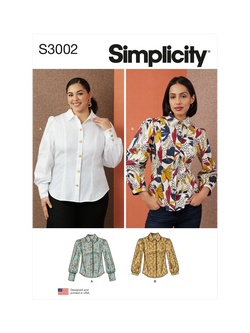 Simplicity Button Front Blouse Sewing Pattern, SS3002, Multi