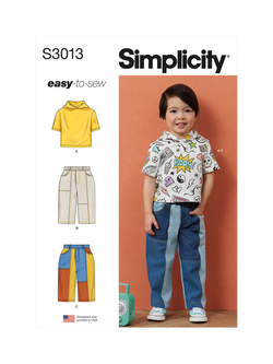 Simplicity Kids' Hooded T-Shirt Sewing Pattern SS3013A, 