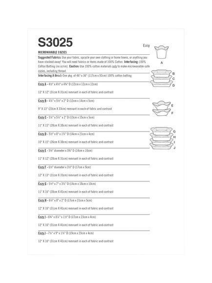 Simplicity Microwave Cosy Sewing Pattern SS3025OS - view 2, 