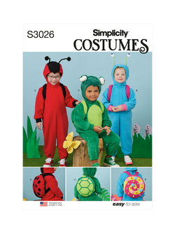 Simplicity Kids' Ladybug/Snail/Turtle Costume Sewing Pattern SS3026A, 