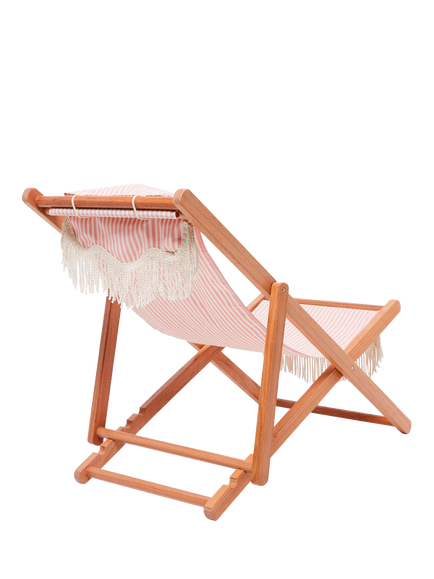 Business & Pleasure Co. Wood Deckchair with Striped Sling, Pink - view 2, Pink