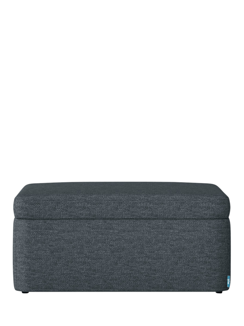 Storage 02 Range, Swyft Model 02 Faux Leather Storage Ottoman, Linen Marine