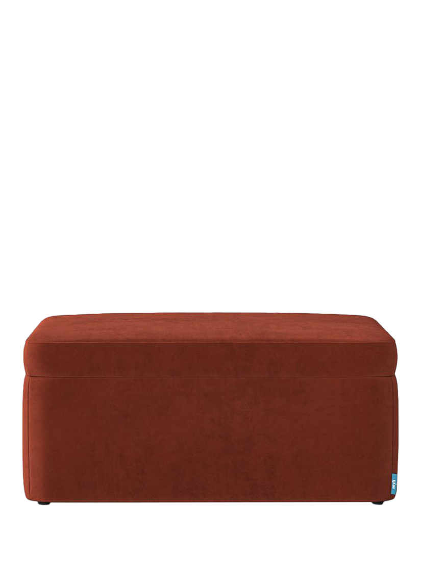 Storage 02 Range, Swyft Model 02 Faux Leather Storage Ottoman, Velvet Brick