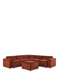 Swyft Model 03 5 Seater Corner Sofa with Ottoman, Velvet Brick